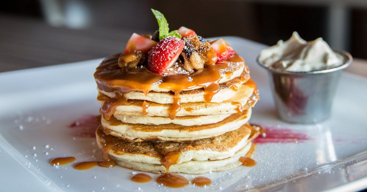 pancake with sliced strawberry